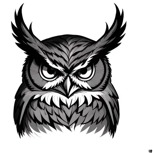 create me a face of owl covering his mouth so cannot speak, its like a logo of speak no evil, make it drawing for tattoo tattoo design idea