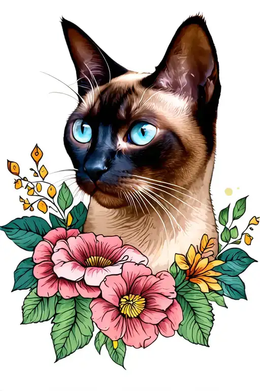siamese cat tattoo design idea