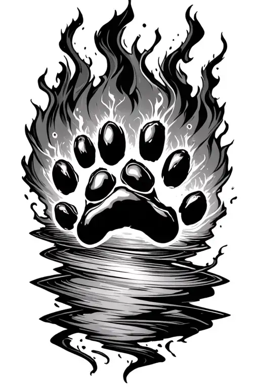 dog paw print surrounded by tornado forming the shape tattoo design idea