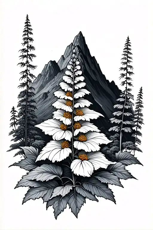 hyssop and mustard mountain peak tattoo design idea