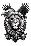 lion and eagle perched tattoo design idea