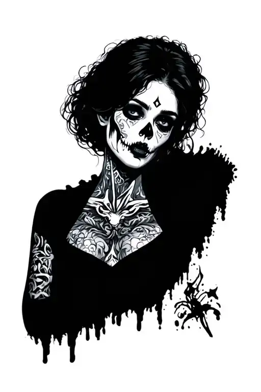 WOMAN IN THE SHADOWS PSYCHO tattoo design idea