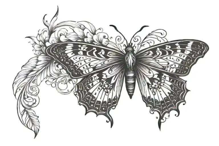 front butterfly with arrow in the side  band tattoo tattoo design idea