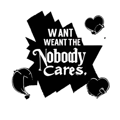 HI I WANT THE TEXT: Nobody cares. in a trashpolka style tattoo design idea
