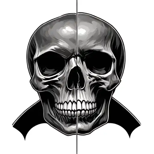 Half Face Half Skull tattoo design idea