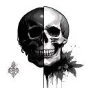 Half Face Half Skull tattoo design idea