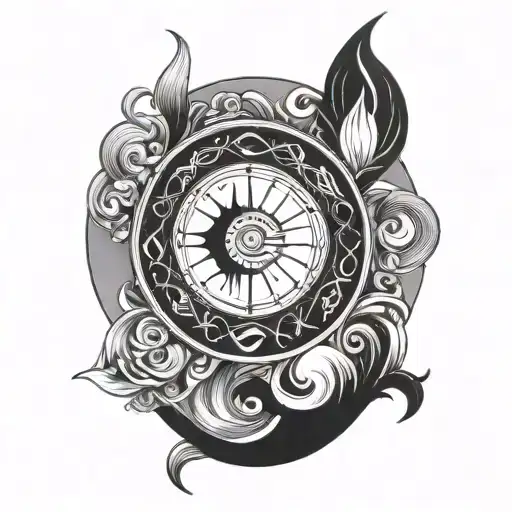 water and air sign astrology tattoo design idea