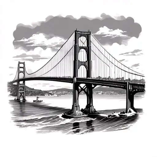 mackinac bridge spanning across tattoo design idea