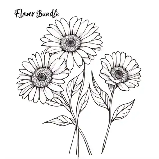 flower bundle 2 gerbera daisies intertwined within tattoo design idea
