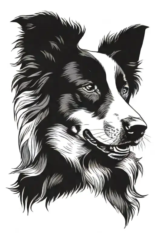 border collie herding portrait tattoo design idea