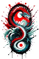 sea serpent waves flowing tattoo design idea