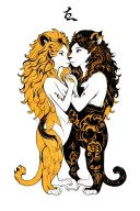 leo daughter and Gemini son animal sign intertwined tattoo design idea