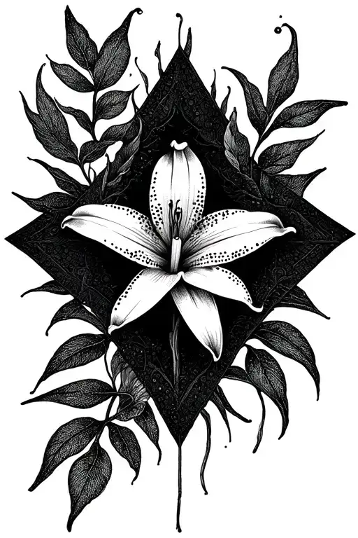CROSS AND  spiderlily tattoo design idea