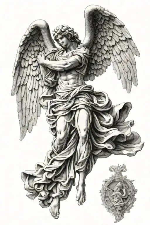 statue of a angel  tattoo design idea