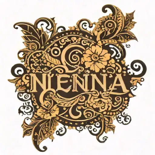 henna design featuring name written tattoo design idea