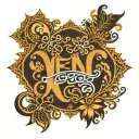 henna design featuring name written tattoo design idea