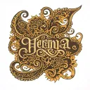 henna design featuring name written tattoo design idea