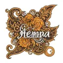 henna design featuring name written tattoo design idea