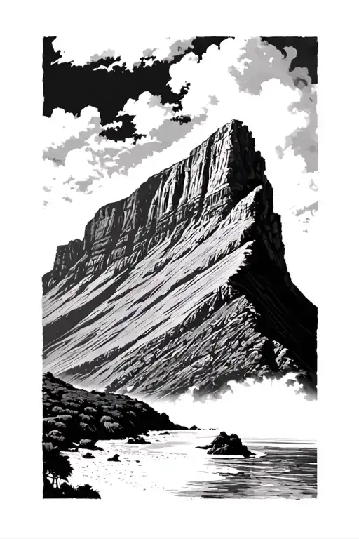 Table Mountain in South Africa tattoo design idea