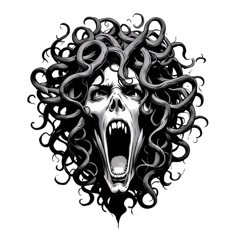 Medusa scream tattoo design idea
