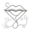 ABinfinity symbol made and a lips like kissed tattoo design idea