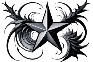 spiral with 5 pointed star in center tattoo design idea