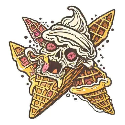 melting ice cream in a waffle cone with a penis head in place of the ball tattoo design idea