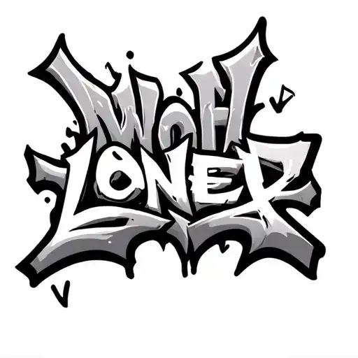 word loner in graffiti tattoo design idea