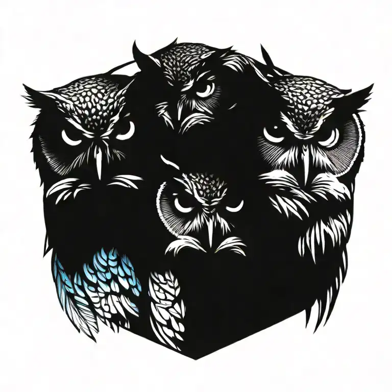 owls with blue eyes looking tattoo design idea