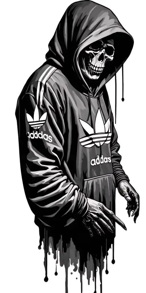 grim reaper wearing an Adidas hoody tattoo design idea
