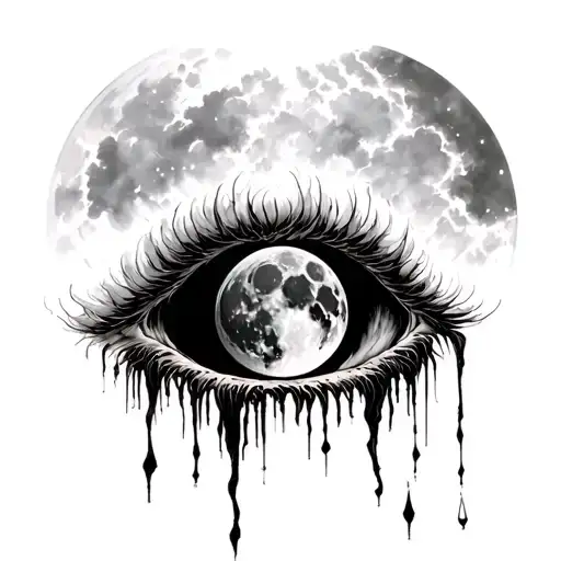 Crying Moon tattoo design idea