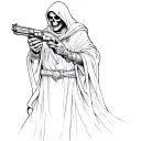 Grim Reaper holding a gun tattoo design idea