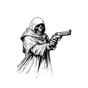 Grim Reaper holding a gun tattoo design idea