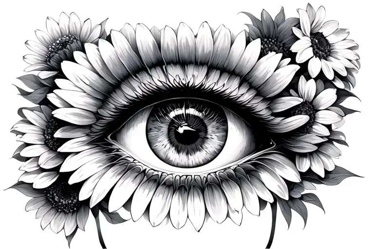 just a horses eye, bumble bee flying, chrysanthemum flowers  tattoo design idea