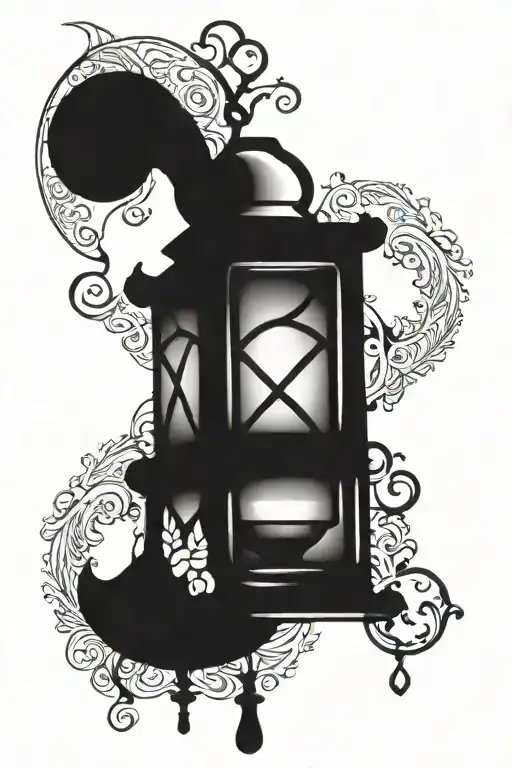 ornate vintage lantern tattoo design idea