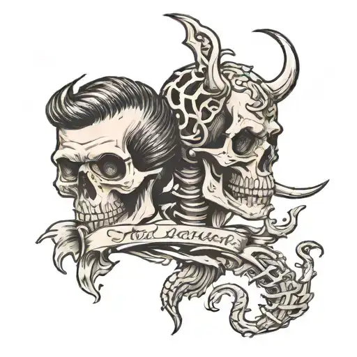 gothic, duality me and monster, bones tattoo design idea