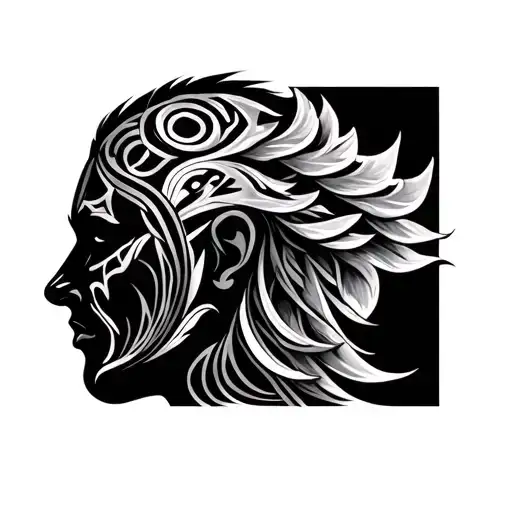 Nordic tribal, back of head down the neck tattoo tattoo design idea