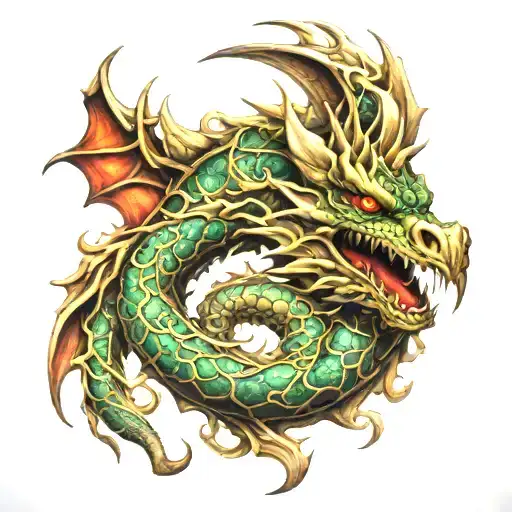 dragon coiled tattoo design idea