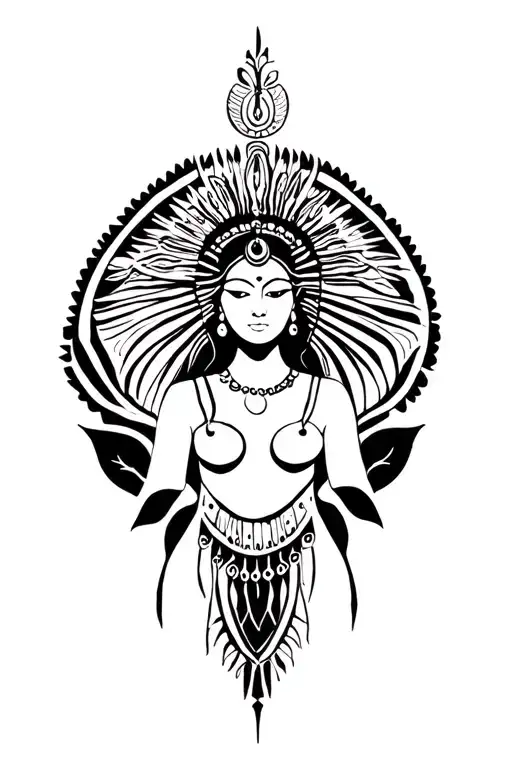 African goddess surrounded tattoo design idea