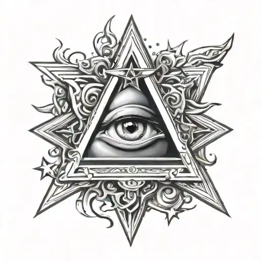 david star and illuminati tattoo design idea