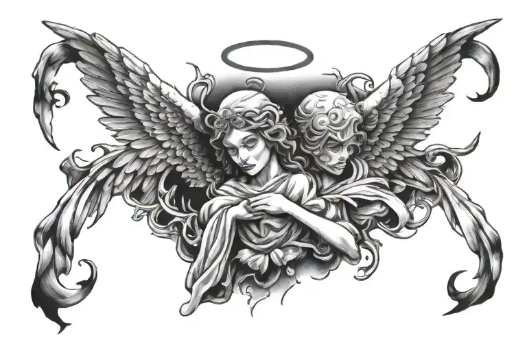 angel of war face  tattoo design idea