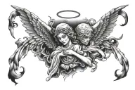 angel of war face  tattoo design idea