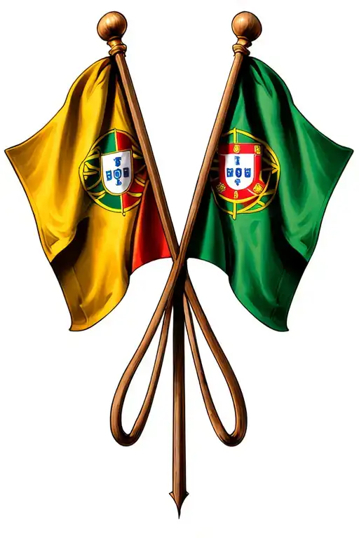 Irish and Portuguese flags crossed tattoo design idea