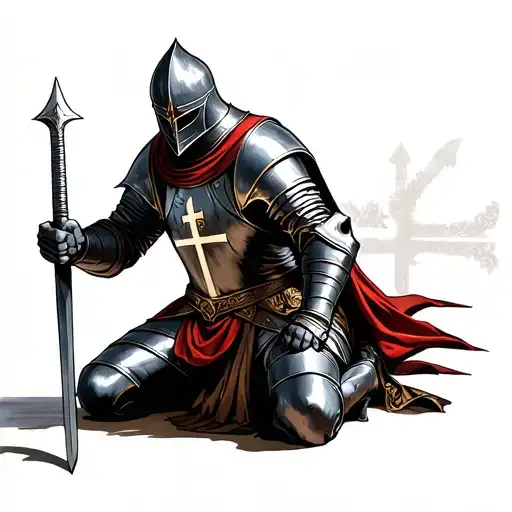 Kneeling Knight templar tattoo design idea