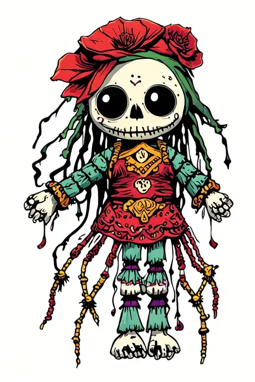 voodoo doll neotraditional with a hint of realism tattoo design idea