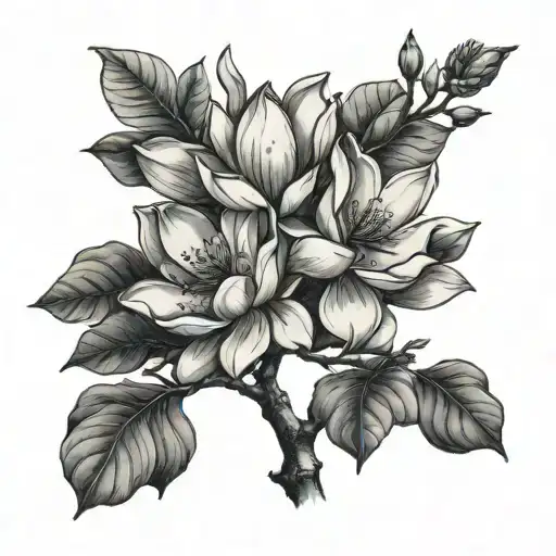 magnolia blossom tree tattoo design idea