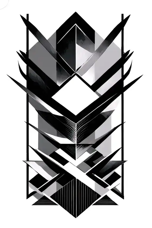 geometric shapes vertical line tattoo design idea