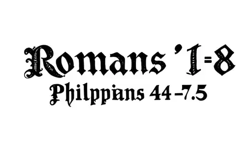 "Romans 8:18
Philippians 4:5-7" tattoo design idea