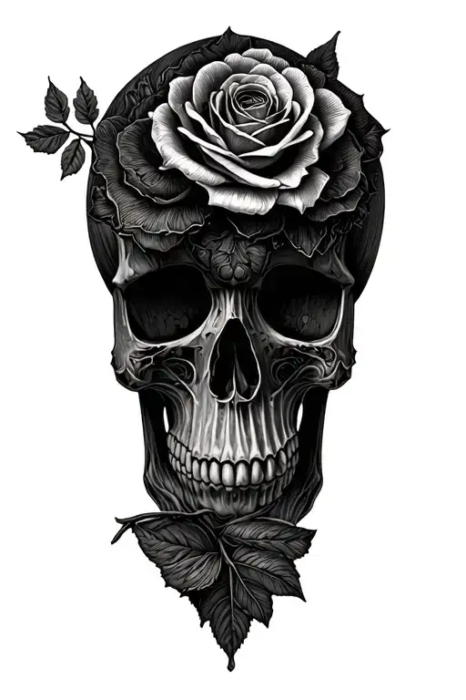 Skull with roses tattoo design idea
