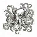 cute octopus whose arms form an E made tattoo design idea